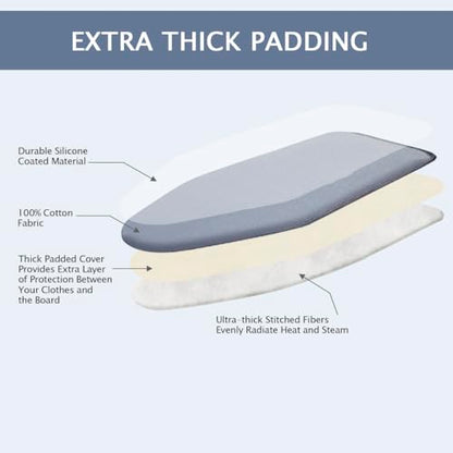 SheeChung Ironing Board Cover and Pad 18"x49",Wide Ironing Board Cover - color: Grey Blue, size: 49"L x 18"W