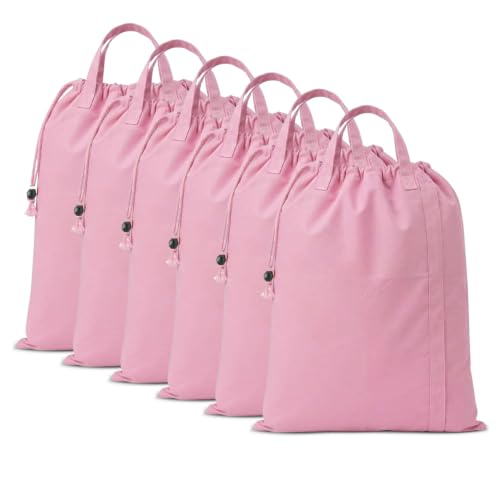 LFH Home Large Premium Cotton Rich Canvas Laundry Bag with Drawstring and Handles Heavy Duty, Multi-Use, Washable for Home, Travel, College or Storage 20x30 (Pack of 6)-Pink - color: Pink, size: 20"x30" (Pack of 6)