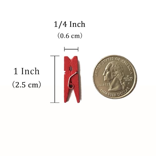 LWR CRAFTS Wooden Mini Clothespins 200 Per Pack 1" 2.5cm (Red) - color: Red