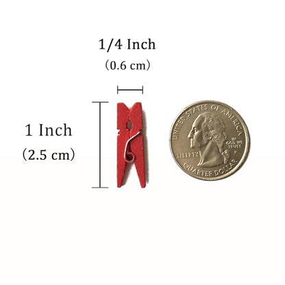 LWR CRAFTS Wooden Mini Clothespins 200 Per Pack 1" 2.5cm (Red) - color: Red