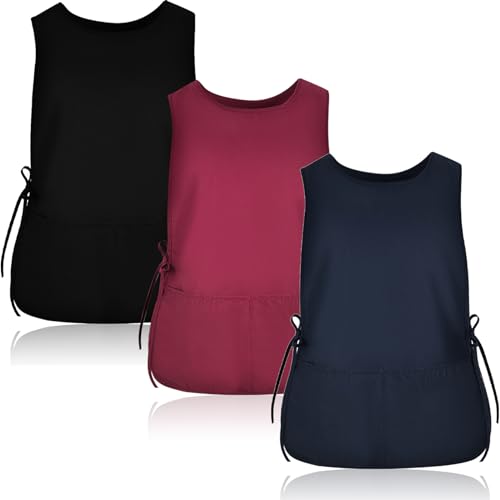 TFTAFAN Cobbler Apron Unisex Waterproof Apron with 2 Deep Pockets Art Smock for Painting Cleaning Artiest Apron work kitchen - color: Black,maroon and Navy Blue