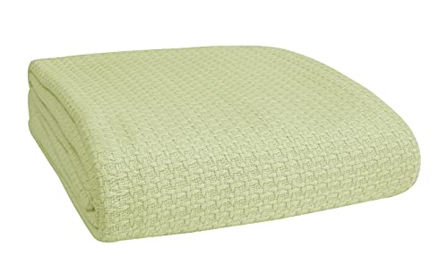 BELIZZI HOME 100% Cotton Bed Blanket, Breathable Bed Blanket Twin Size, Cotton Thermal Blankets Twin, Perfect for Layering Any Bed for All Season, Sage Green - color: Sage Green, size: Twin (60 in x 90 in)