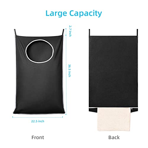 KEEPJOY XL 2-Pack Door Hanging Laundry Hamper, Size 36.5X22.5 Inch Door Hamper Bag with Large Opening and Sturdy Hooks for All Family Laundry Storage bag (Black-2Pack) - color: Black-2Pack