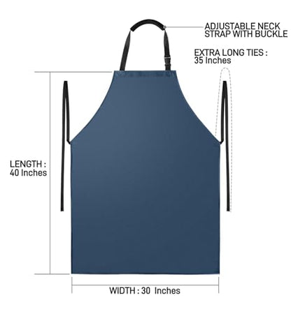 Waterproof Apron with Comfortable Adjustable Bib Rubber Vinyl Dishwasher Heavy Duty Apron for Men Women Dishwashing - color: Dark Blue