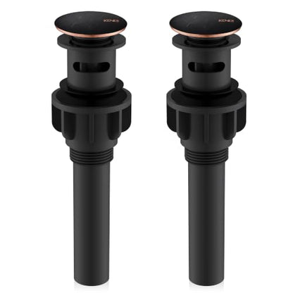 KENES 2 Pack Oil Rubbed Bronze Pop Up Bathroom Sink Drain with Overflow - color: Oil-rubbed Bronze X 2, size: Big Pop up Cap (With Overflow)