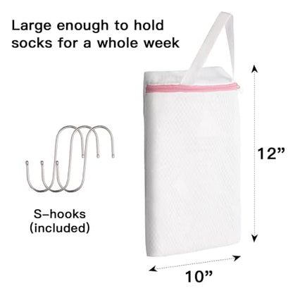 3-Pack Hanging Mesh Laundry Bags with S Hooks, 12x10 Inch - color: 3 PACK, size: 10*12in