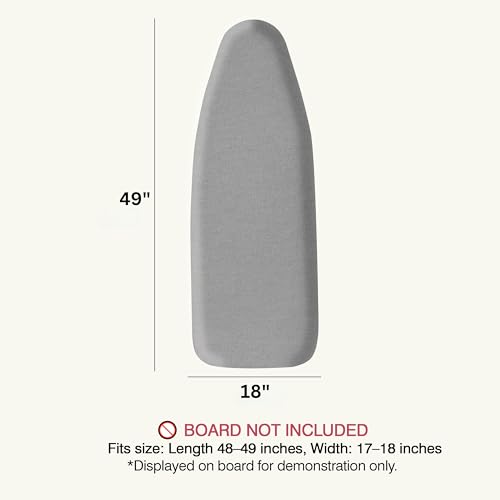 UniSimp Ironing Board Cover and Pad 18"x49" Extra Thick Natural Cotton, Scorch and Stain Resistant Iron Board Cover, Wide Ironing Board Cover with Fasteners Heavy Duty Heatproof Elastic Edge Gray - color: Gray, size: 18" x 49"