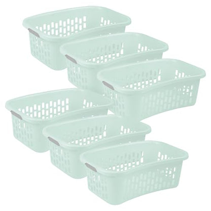 Sterilite HipHold Laundry Basket, Plastic Rectangle Clothes Hamper, 6 Pack - color: Mint, size: 1.5 Bushel (6 Pack)