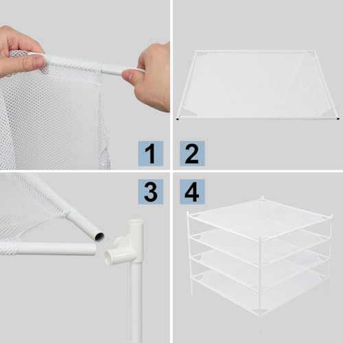 Sweater Drying Rack, 4-Layer Clothes Drying Rack Flat Mesh Drying Rack Clothing Stackable Laundry Drying Rack for Sweaters Socks Toys Indoor&Outdoor Use - size: 4-tier