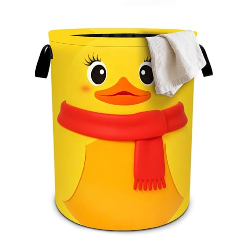 Duck Laundry Basket Collapsible Oxford Cloth Fabric Hamper,Tote Bag Portable Storage Bin for Bedroom Bathroom Laundry Room 19.6x15.7 Inch - color: Duck