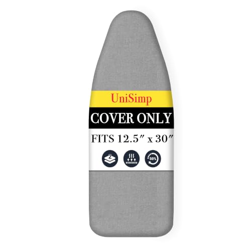 UniSimp Small Ironing Board Cover and Pad 12.5"x30" Small Iron Board Cover with Padding,Tabletop Mini Ironing Board Cover and Pad Small Size, Cotton Canvas, Heat Resistant, Drawstring Gray - color: Gray, size: 12.5" x 30"
