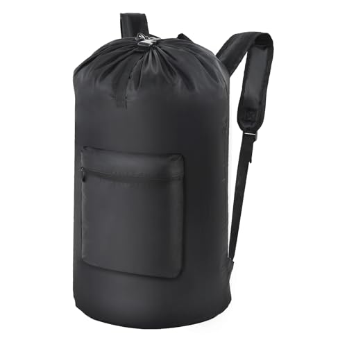 OTraki Laundry Bag Backpack, Portable Travel Dorm Laundry Bag with Adjustable Shoulder Straps, Large Heavy Duty Dirty Clothes Laundry Backpack for College Dorm,Drying Do Not Exceed 176℉ Black - size: 16 x 32 Inch