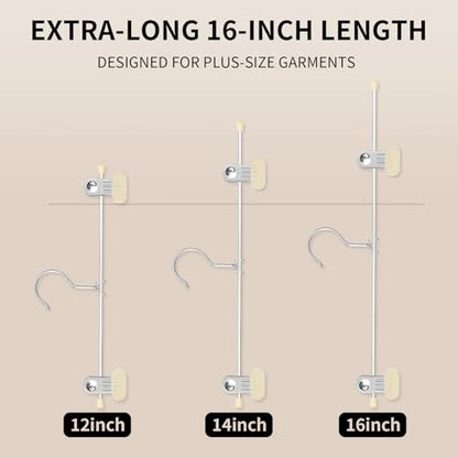 16 Inch Extra Wide Pants Skirt Hangers with Clips, Beige, 20 Pack - color: Ivory, size: 16Inch