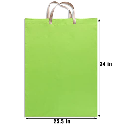 LOLOMLO Extra Large Canvas Laundry Bags with Handles & Drawstring Closure, Heavy Duty Tears Resistant Clothes Storage Travel Bags,25.5"x34",Green - color: Green