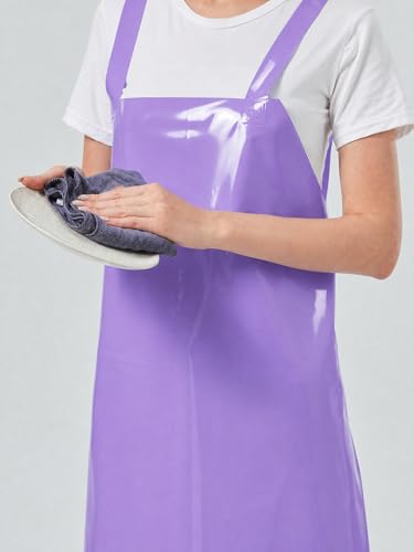 Molaxhome TPU Waterproof Apron Lightweight Oil-resistant Chef Apron - color: Purple