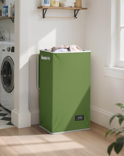 SOLEDI 100L Laundry Hamper with Lid, Large Collapsible Laundry Basket - color: Dark Green, size: 100L