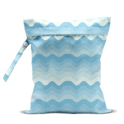 Wet Bag for Swimsuit, Beach Travel Essentials Wet Dry Bag, for Sunscreen Toiletry Dirty Clothes Yoga Gym Diaper, Friends Summer Beach Vacation Gifts. Wave stripes - color: Wave Stripes