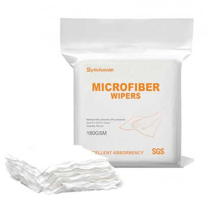 Microfiber Cloths 9"x9"(100 Pcs,180GSM) - size: 9" x 9" (Pack of 100)
