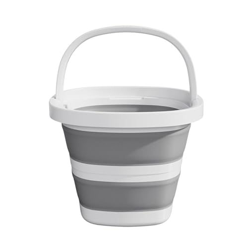Folding Bucket, Water Bucket, 5L, 10L, Thick, Multi-Functional, Convenient, Foot Bath, Square, Stylish, Camping, Laundry, car wash, Foot Bath, Fishing (Grey-5L) - color: Grey-5l