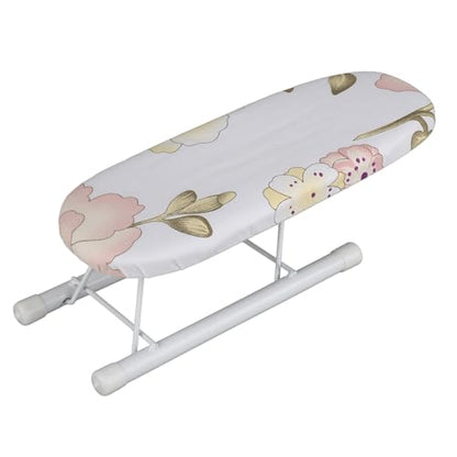 Foldable Mini Ironing Board, Space Saving Tabletop Ironing Board, Sleeve Cuffs and Collars Handling, Portable Compact Iron Board, Peony Design, for Home and Travel Use