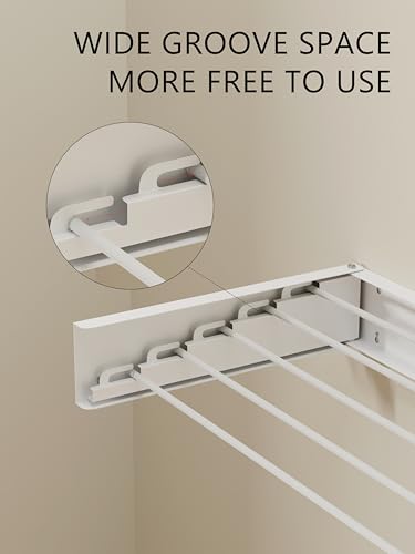 JOOM Wall Mounted Clothes Drying Rack,31.5 Inch Foldable Rack,White,Poles - size: 31.5in-P
