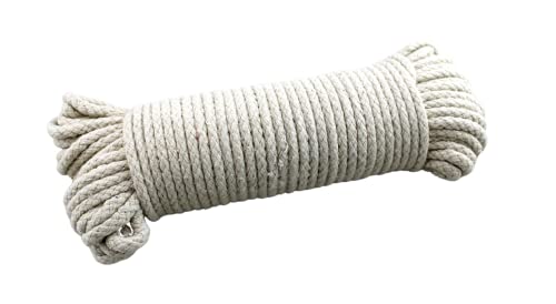 100 Ft Heavy Duty Braided Cotton Rope Clothesline Approximately #6 1/4" 6 mm Multi Purpose Home Boat Camping - size: Size #6