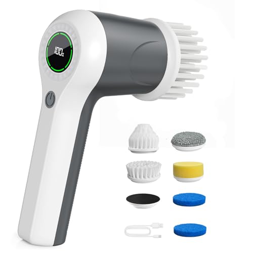 PUFTEM Electric Spin Scrubber, Cordless Shower Scrubber, Gray - color: Gray