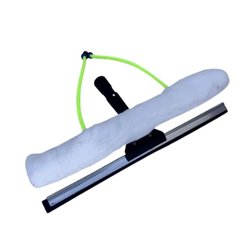 17" All-in-One 2 Nozzle Scrubber & Squeegee for Water Fed Pole System, Soft Fleece Sleeve Dual Water Jets, Ideal for Solar Panel & Window Cleaning, Tinted Glass, and High Windows