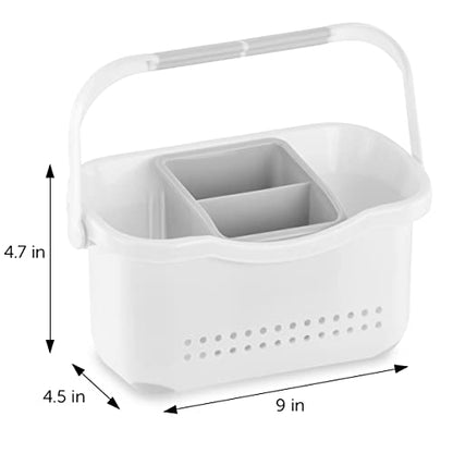 DecorRack Small Shower Caddy, 9x4 Plastic Organizer Basket with Handle
