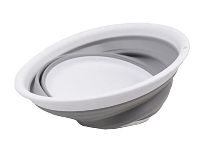 SAMMART 5.5L (1.45 Gallon) Collapsible Tub - Foldable Dish Container - Portable Washing Basin - Space Saving Plastic Wash Tub (White/Grey, 1) - color: White/Grey