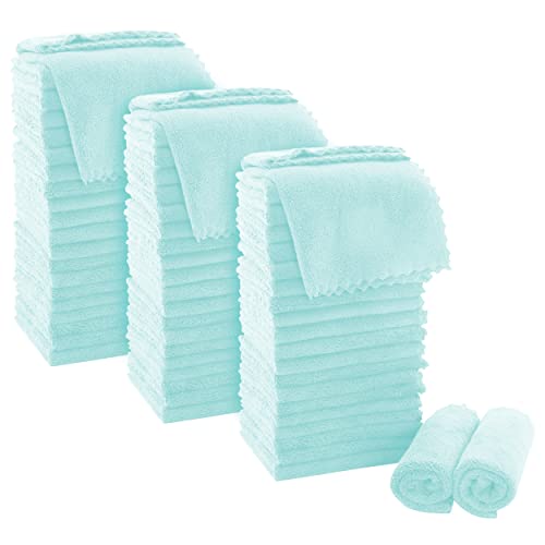 MOONQUEEN Ultra Soft Premium Washcloths Set - 12 x 12 inches - 72 Pack - Quick Drying - Highly Absorbent Coral Velvet Bathroom Wash Clothes (Frozen Blue) - color: Frozen Blue, size: 12 x 12 Inch(Pack of 72)