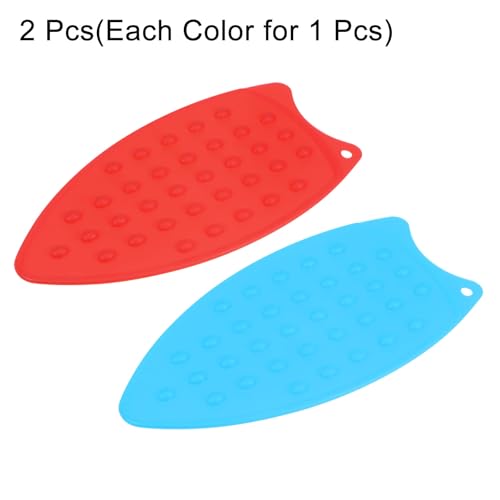 HARFINGTON 2pcs Silicone Iron Rest Pad, Multipurpose Iron Hot Resistant Mat Iron Rest Plate for Ironing Board Hot Heat Resistant Steam Compact Mat, Red/Blue - color: Red/Blue