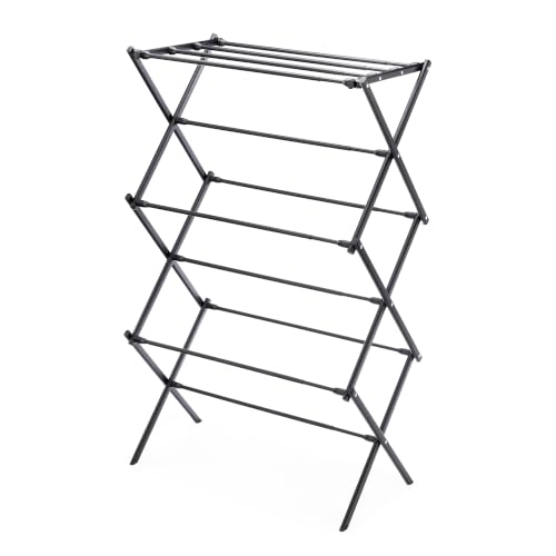 Whitmor Foldable Clothes Drying Rack, Collapsible Laundry Drying Rack with X-Shaped Stable Frame, Rust-Resistant Metal Air Drying Rack for Indoor & Outdoor Use, Black - color: Black 35.5" L X 14.50" W X 45.2" H, size: 35.5" L x 14.50" W x 45.2" H