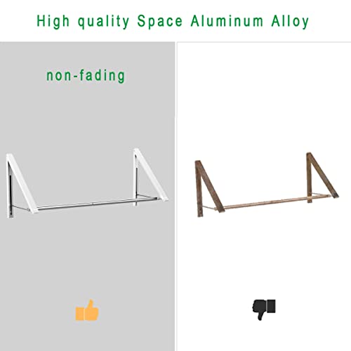 Laundry Room Drying Rack Wall Mounted Clothes Hanger Folding Wall Coat Racks Aluminum Home Storage Organiser Space Savers White 2 Rakcs with Rod - color: White