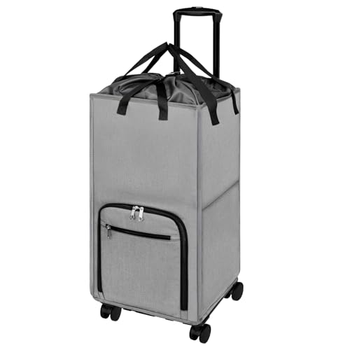 Bukere Rolling Laundry Hamper with Wheels, Large 90L Freestanding Collapsible Laundry Basket Bag for Clothes Storage, Heavy Duty Removable Wheeled Cart for College Dorm Apartment Laundry Room Bathroom - color: Grey