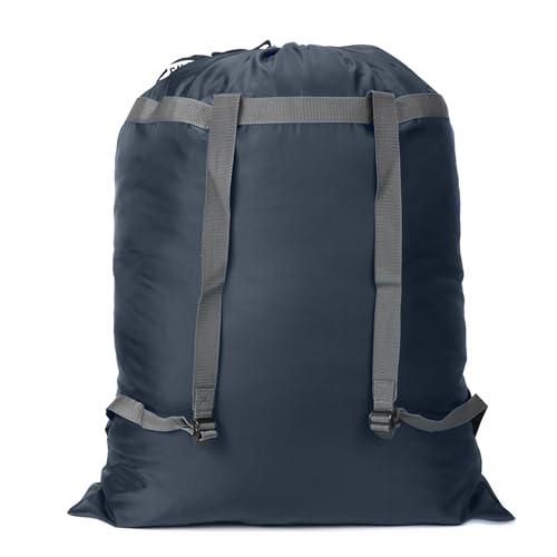 Laundry Bag Backpack, 27"x 34"Laundry Bag with Straps & Drawstring, Navy - color: navy