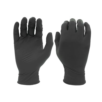 SHOWA 6112PF Sustainable EBT Latex-Free, Powder-Free, Nitrile Disposable Single Use Safety Gloves, 4 Mil, 9.5" Length, Black, Medium, (1 Box/100 Gloves) - color: Black, size: Medium