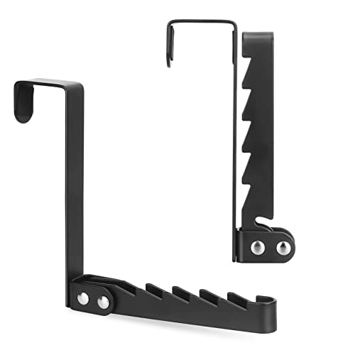FYY Over the Door Hooks Hanger, 2 Pack Collapsible Folding Over The Door Organizer Rack Space Saving Hanging Storage Hanger for Clothes, Coats, Towels for Bedroom Bathroom Black - color: Black, size: Short: 6.02 inch, style: 2 Pack