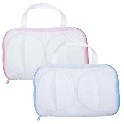 Bra Washing Bags for Laundry 2 Pcs Bra Laundry Bag with 3D Protective Bracket & Zipper Anti-Deformation BraWash Bag for Washing Machine & Storage, Women's Delicates Underwear(Applicable to A-C Cups)