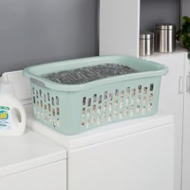 Sterilite HipHold Laundry Basket, Plastic Rectangle Clothes Hamper, 18 Pack - color: Mint, size: 1.5 Bushel (18 Pack)