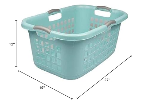 Sterilite Ultra 2 Bushel Plastic Stackable Clothes Laundry Basket Bin, Aqua