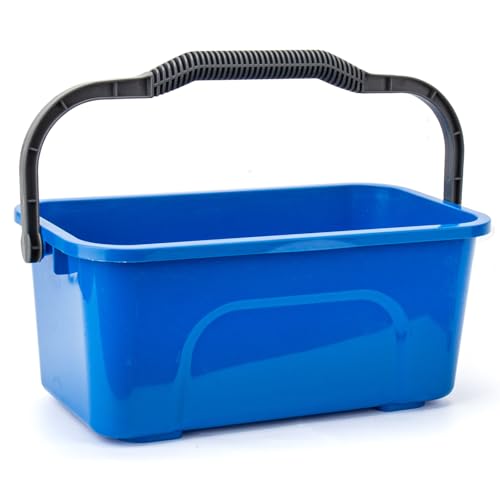 Bucket for Household Cleaning, 3 Gallon Plastic Rectangle Water Bucket with Handle for Car and Window Washing, Blue - color: Blue