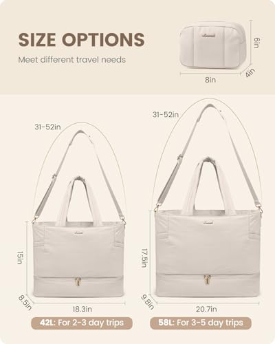 LOVEVOOK Travel Duffle Bag, Puffer Weekender Bags for Women with Shoe Compartment, Carry On Overnight Hospital Bag, Gym Tote