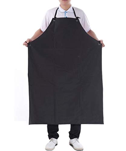 Waterproof Vinyl Apron, PVC Work Apron for Cleaning & Kitchen Use – Heavy Duty, Reusable Adjustable Apron - color: Black ＆red 43.3×29.5int, size: 43.3×29.5int