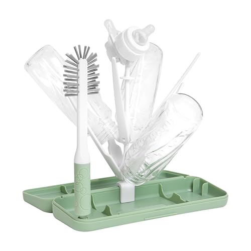 Ubbi On-the-Go Drying Rack & Bottle Brush Set, Holds Up To 8 Bottles, Sage - color: Sage