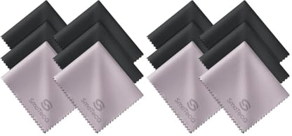 SmoTecQ 12 Pack Premium Microfiber Glasses Cleaning Cloths - Ultra Soft & Scratch Free for Eyeglasses, Sunglasses, Camera Lenses, Tablets & Screens - Washable & Reusable - size: 12 Pack