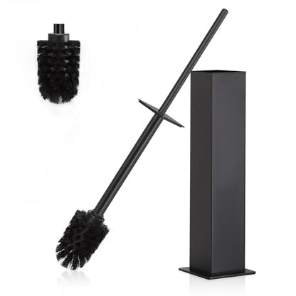 BVL Toilet Brush and Holder Set Black Stainless Steel 304 Square Freestanding Toilet Brush for Bathroom - color: Black