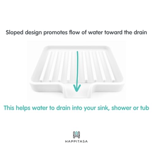 Silicone Soap Dish Tray and Sponge Holder with Drain Chute, Rectangular, Kitchen and Bathroom Sink Organizer (Black, 5.2"x4" (Set of 2), 7.2 Ounces) - color: Black, size: (SM) 5.2"x4" (2pcs)