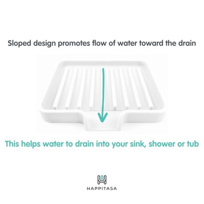 Silicone Soap Dish Tray and Sponge Holder with Drain Chute, Rectangular, Kitchen and Bathroom Sink Organizer (Black, 5.2"x4" (Set of 2), 7.2 Ounces) - color: Black, size: (SM) 5.2"x4" (2pcs)