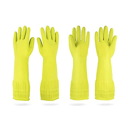 Mamison Rubber Dishwashing Gloves, Non-Slip Kitchen, Green Large, 2 Pairs - color: Green, size: Large (Pack of 2)